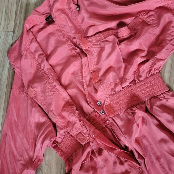 St. Tropez Vintage 80s Silk Full Lenth Sporty Collared Jumpsuit in Marsala Coral - Picture 7 of 15